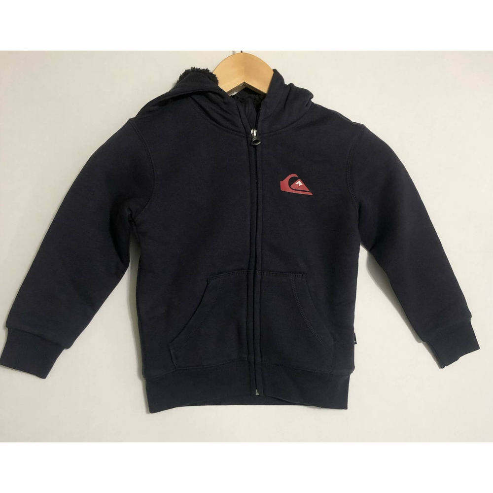 Quiksilver Toddler Black Blue Lined Full Zip Front Hoodie Sweatshirt Size 5